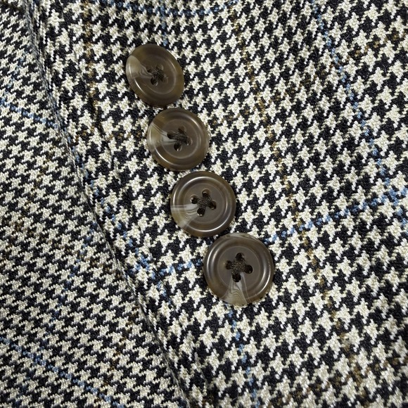 Chaps Mens 100% Silk Light Brown Beige Houndstooth Blazer Sport Jacket Mens 44L - Picture 5 of 10